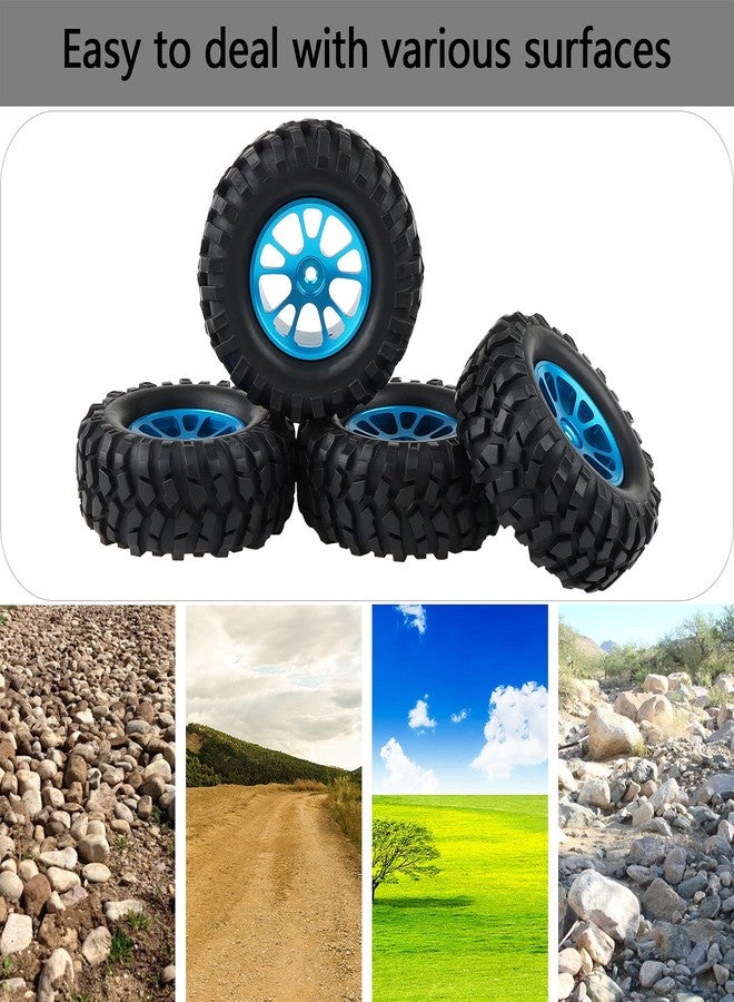 Rowiz Blue Aluminum 12mm Wheel Rim and OD 96mm Crawler Tires with Lock Nuts for 1:10 RC Rock Crawler Truck Tamiya CC01 F350 RC4WD D90 TF2 Gelande II etc, Pack of 4 - Image 5